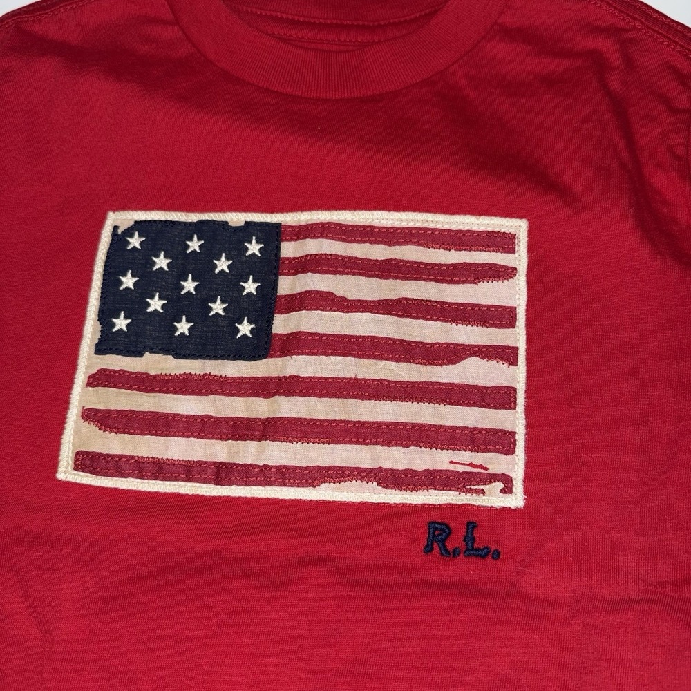 NWT Polo Ralph Lauren Boys 4T American Flag Graphic T-Shirt Red Cotton Classic - Picture 2 of 7